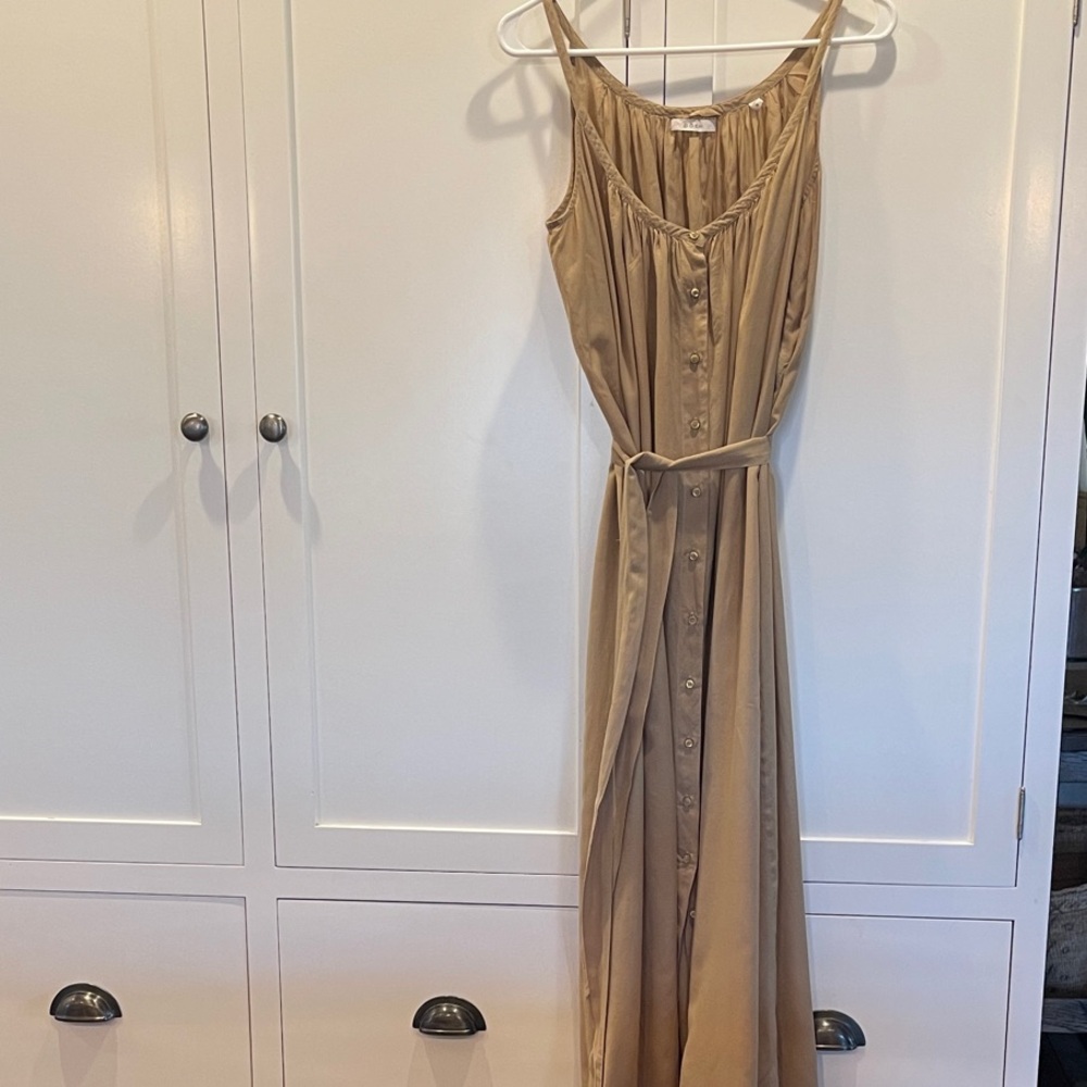 Doen Tan Maxi Dress with Button Front